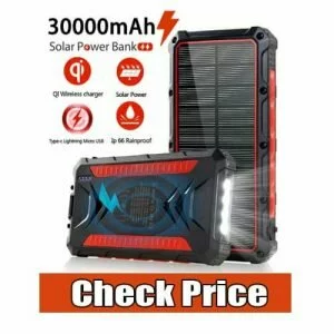 Solar Charger 30000mAh Power Bank Hi-Power LED Flashlight